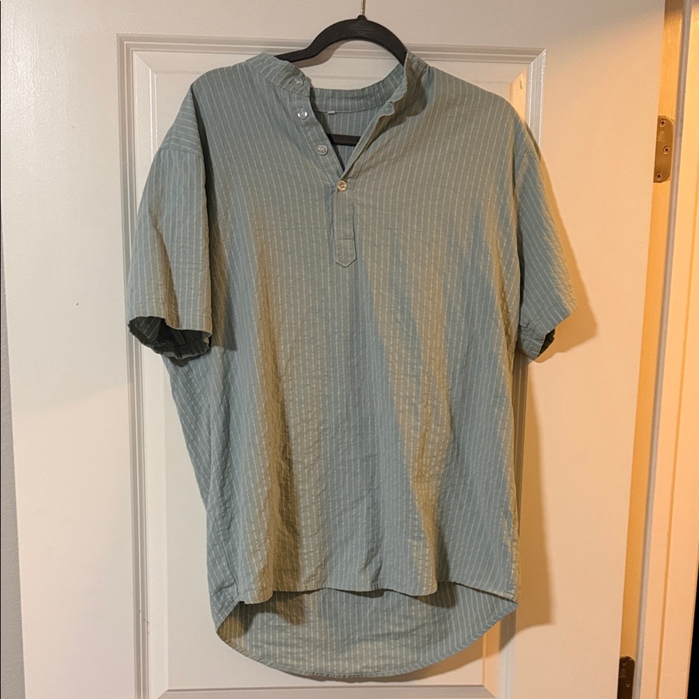 Men's Green Striped Shirt